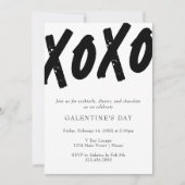 Invitation XOXO Painted Black and White Galentine's Day Party (Devant)