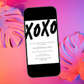 Invitation XOXO Painted Black and White Galentine's Day Party