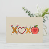 Invitation XOXO Professeur Saint-Valentin Crayon et Pomme (Debout devant)