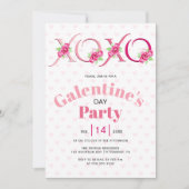 Invitation XOXO rose et fête des Galentines roses (Devant)