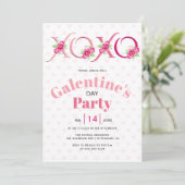 Invitation XOXO rose et fête des Galentines roses (Debout devant)