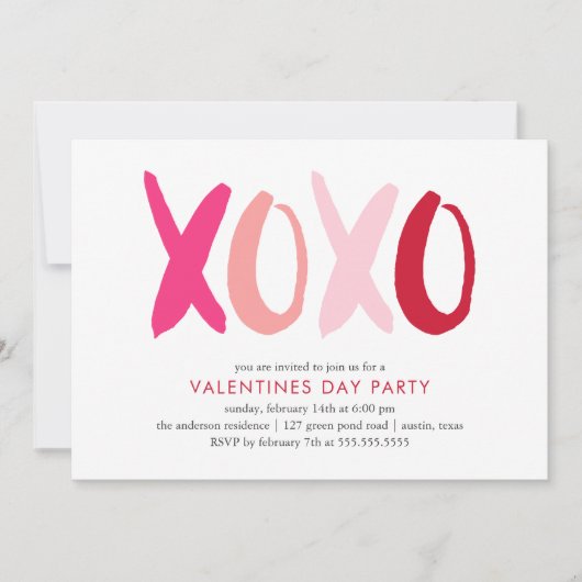Invitation "XOXO" Saint Valentin (Devant)