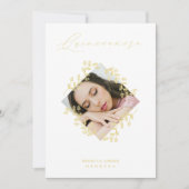 Invitation XV Años Gold Diamond Fleur sauvage photo blanche (Devant)