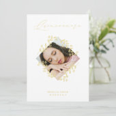 Invitation XV Años Gold Diamond Fleur sauvage photo blanche (Debout devant)