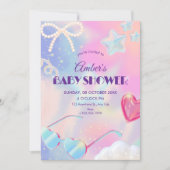 Invitation Y2k hologram cute baby shower (Devant)