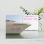 Invitation Yacht blanc sur Ocean Funny Bachelorette Bateau (Debout devant)