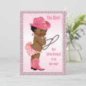 Invitation Yee Haw ! Baby shower de petite fille ethnique (Debout devant)