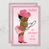 Invitation Yee Haw ! Baby shower de petite fille ethnique (Devant / Derrière)