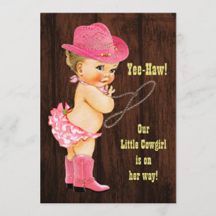 Invitation Yee-Haw ! Baby shower rustique Blonde Cowgirl