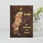 Invitation Yee Haw ! Baby shower rustique de petit cowboy eth (Debout devant)