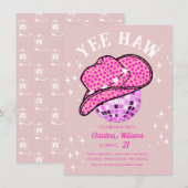 Invitation Yee Haw Blush Pink Disco Cowgirl Rodeo Anniversair (Devant / Derrière)