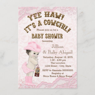 Invitation Yee Haw Cowgirl Baby shower