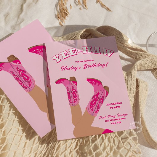 Invitation Yee-Haw Cowgirl Boots Birthday