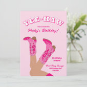 Invitation Yee-Haw Cowgirl Boots Birthday (Debout devant)