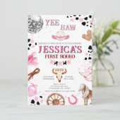 Invitation Yee Haw Disco Cowgirl Rodeo Anniversaire (Debout devant)