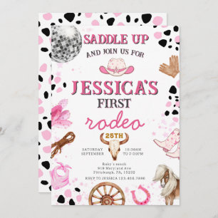 Invitation Yee Haw Disco Cowgirl Rodeo Anniversaire Invitatio