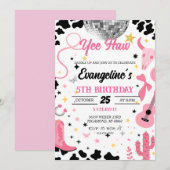 Invitation Yee Haw Pink Space Cowgirl Disco Rodéo Anniversair (Devant / Derrière)