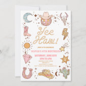 Invitation Yee Haw ! Retro Disco Cowgirl Rodeo fête d'anniver (Devant)