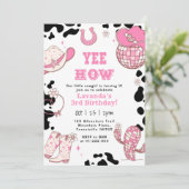 Invitation Yee Haw Rodeo Cowgirl 3e anniversaire (Debout devant)