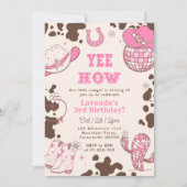 Invitation Yee Haw Rodeo Cowgirl photo de 3ème anniversaire (Devant)