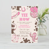 Invitation Yee Haw Rodeo Cowgirl photo de 3ème anniversaire (Debout devant)