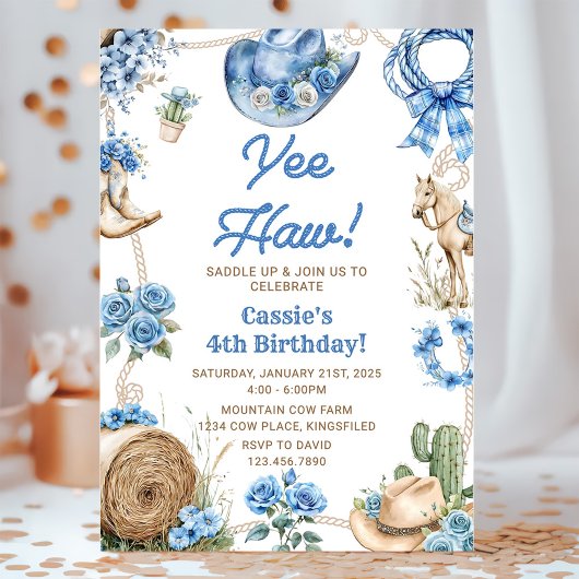 Invitation Yee Haw! Western Cowboy Rodeo Birthday Party