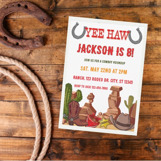 Invitation YEEHAW cowboy tour d'horizon fête d'anniversaire I