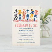 Invitation Yeehaw Cowgirl moderne 21e fête d'anniversaire (Debout devant)