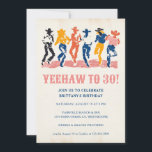 Invitation Yeehaw Cowgirl moderne 30e fête d'anniversaire<br><div class="desc">Lève-toi, les filles ! Célébrez en style avec cette vibrante Invitation de fête d'anniversaire de Cowgirls Modern, parfaite pour un 30e anniversaire ou toute autre célébration d'étape. Avec son design contemporain et coloré et ses cowgirls dansantes, cette invitation donne un ton amusant et vivant à votre événement. Son esthétique moderne...</div>