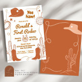 Invitation Yeehaw Disco Cowboy Premier Rodéo Anniversaire Gar
