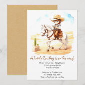 Invitation Yeehaw Fiesta ! Aquarelle Baby shower Cowboy (Devant / Derrière)