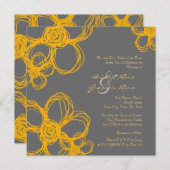 Invitation Yellow and Gray Wild Flowers Wedding Invite (Devant / Derrière)