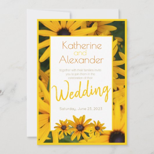 Invitation Yellow Black Eyed Susan Simple Mariage (Devant)