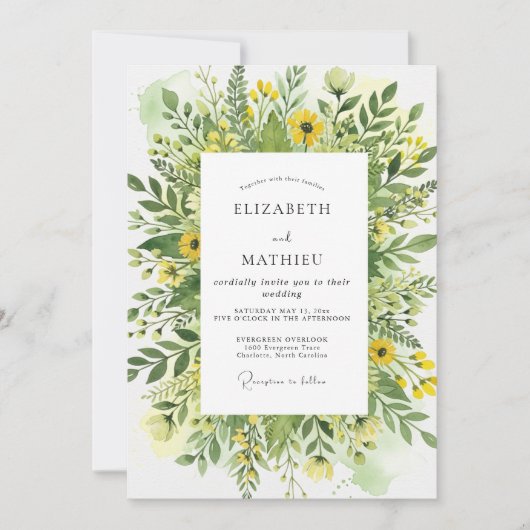 Invitation Yellow Blissful Meadow Wedding (Devant)