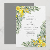 Invitation Yellow Blooming Botanical Wedding (Devant / Derrière)