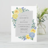 Invitation Yellow Blue Refreshing Spring Wedding (Debout devant)