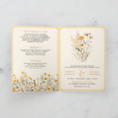 Invitation Yellow Boho Wildflower QR Code Wedding (Intérieur)