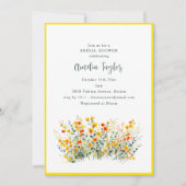 Invitation Yellow Border Wildflower Spring Bridal Shower (Devant)