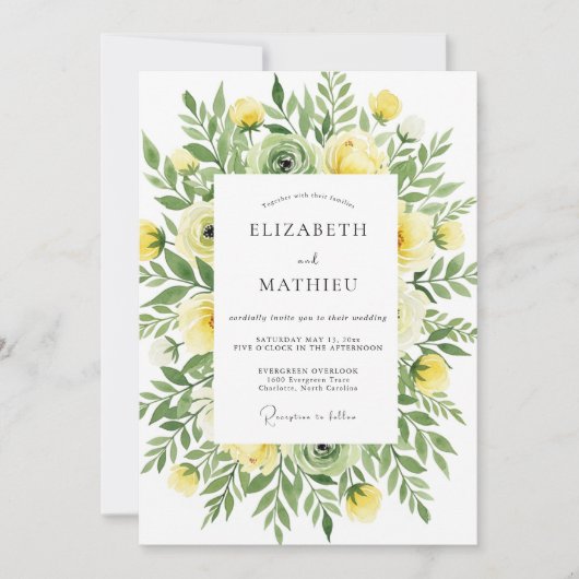 Invitation Yellow Breezy Botanical Wedding (Devant)