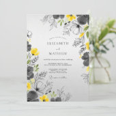 Invitation Yellow Charcoal Graceful Spring Wedding (Debout devant)