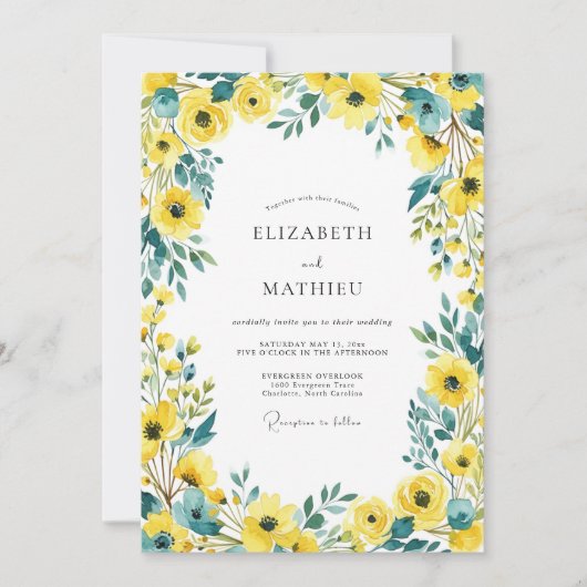 Invitation Yellow Cheerful Summer Wedding (Devant)