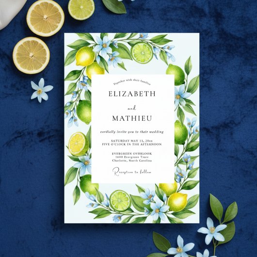 Invitation Yellow Citrus Bloom Wedding
