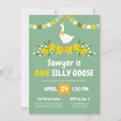Invitation Yellow Daffodils One Silly Goose First Birthday (Devant)