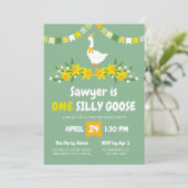 Invitation Yellow Daffodils One Silly Goose First Birthday (Debout devant)
