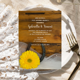Invitation Yellow Daisy Horseshoe Western Post Wedding Brunch