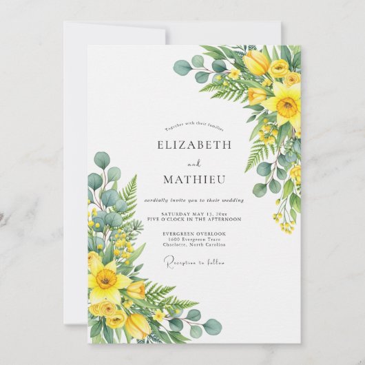 Invitation Yellow Effervescent Spring Wedding (Devant)