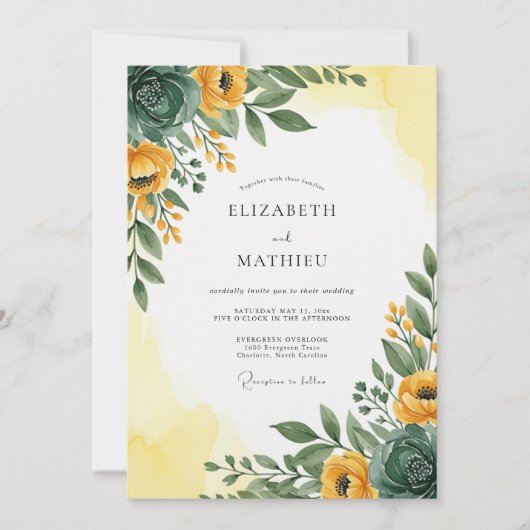 Invitation Yellow Emerald Radiant Spring Wedding (Devant)