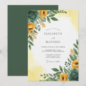 Invitation Yellow Emerald Radiant Spring Wedding (Devant / Derrière)