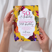 Invitation Yellow Floral 50 & Fabulous 50th Birthday Party