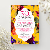 Invitation Yellow Floral 50 & Fabulous 50th Birthday Party